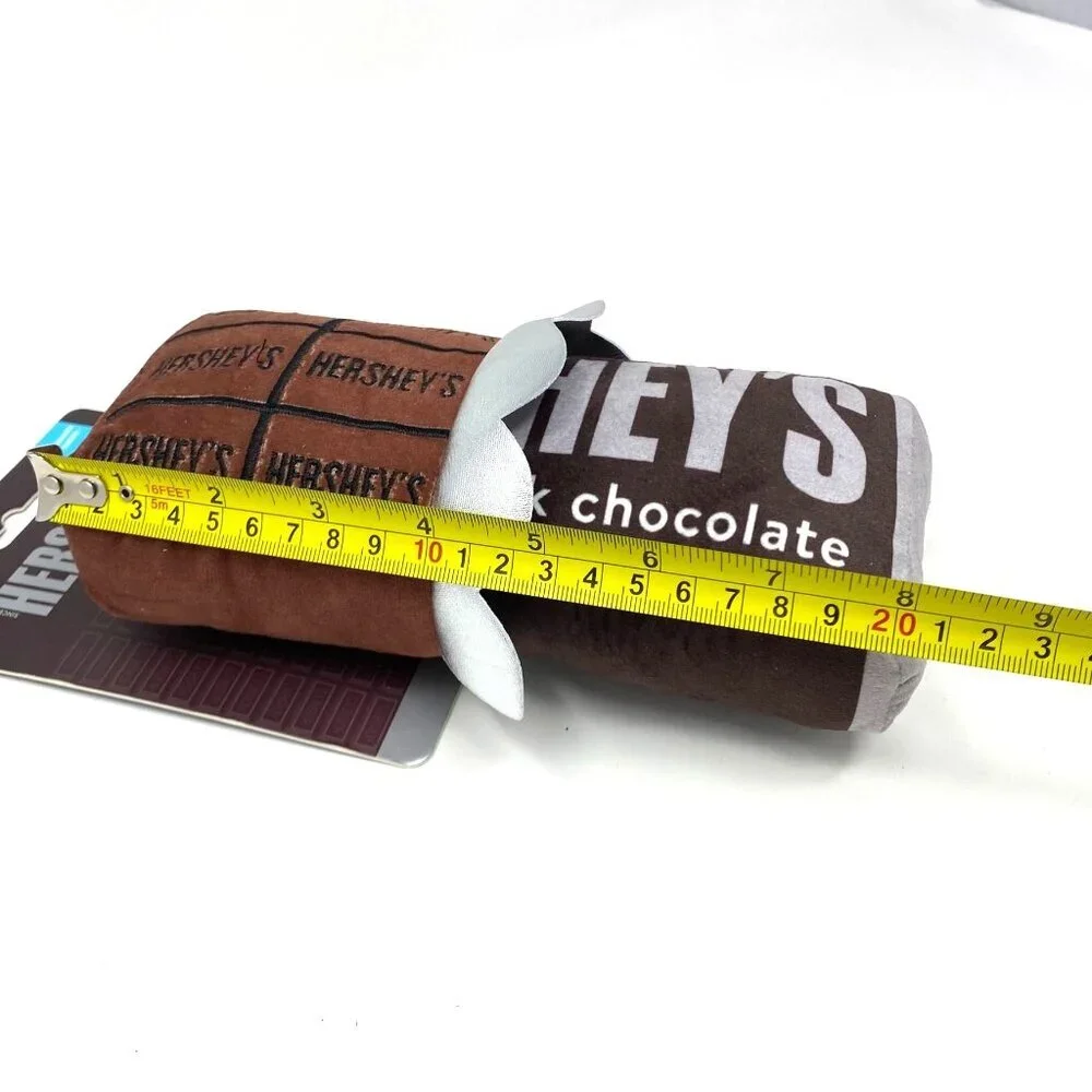 HERSHEY'S Candy Bar Dog Plush Chew Toy Squeaker Brown Play Fetch Entertain